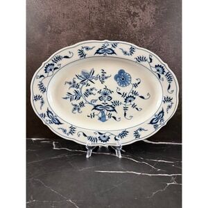 VTG Blue Danube Blue Onion 14in Serving Platter Banner Backstamp EUC!
